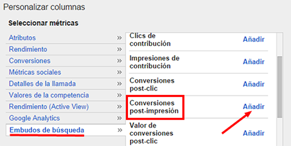 Diferencias entre Conversiones Post Impresión, Post Clic y con Vista
