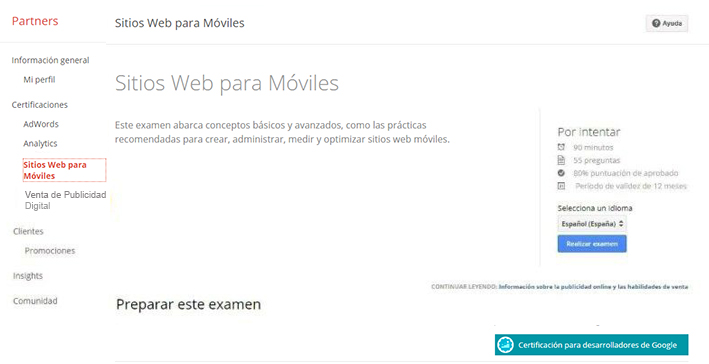 sitios para moviles -certificacion